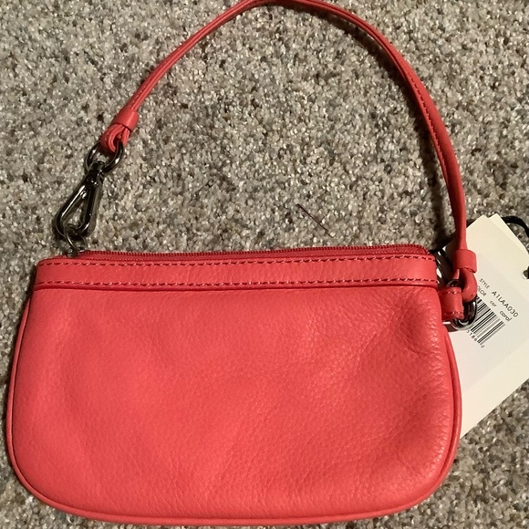Calvin Klein, Sm. Coral & Silver Leather wristlet. Never been used! NWT - Picture 2 of 10